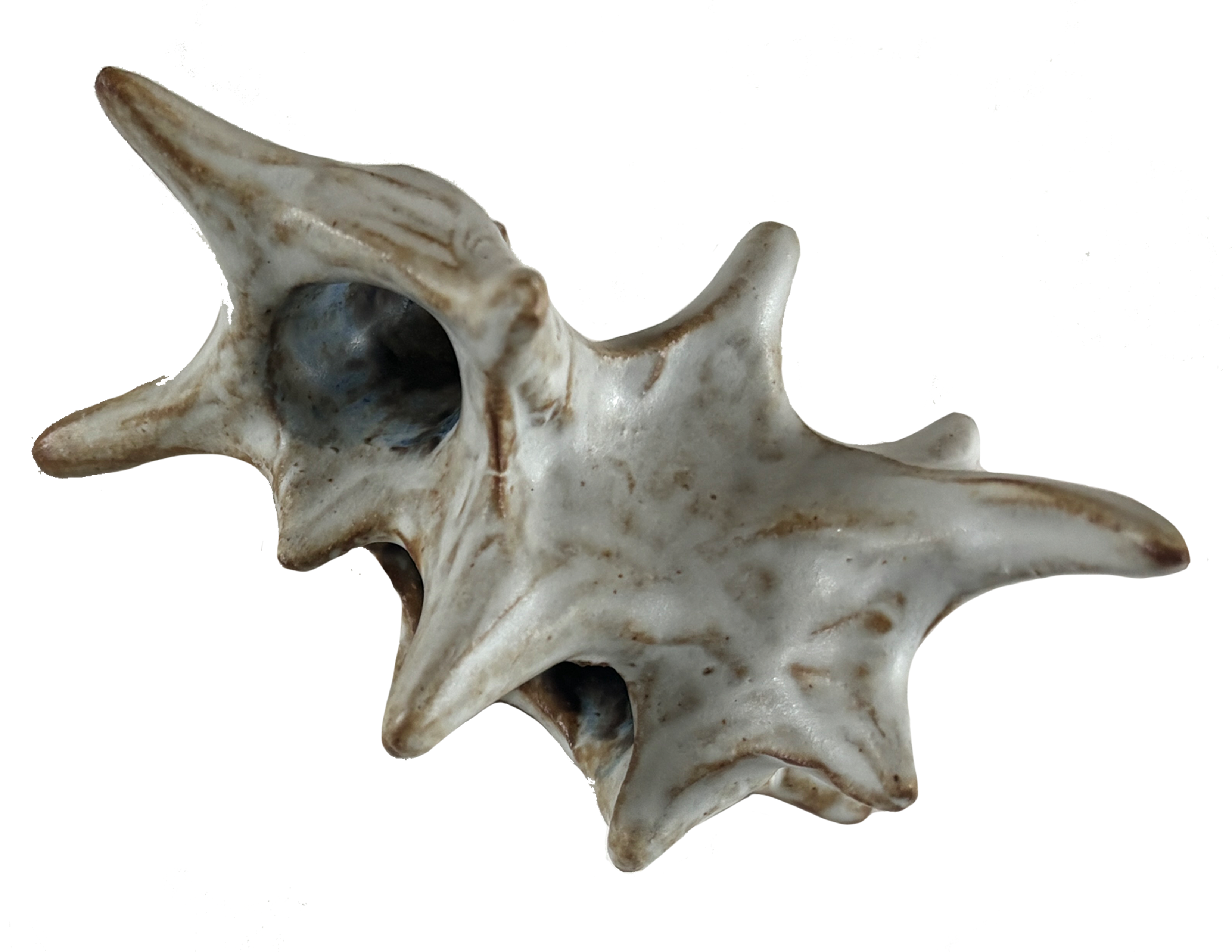 small organic ceramic form with white tin glaze